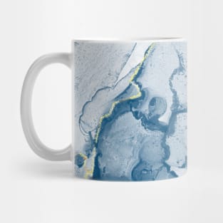 Navy Blue and Gold Marbled Ink Pattern Mug